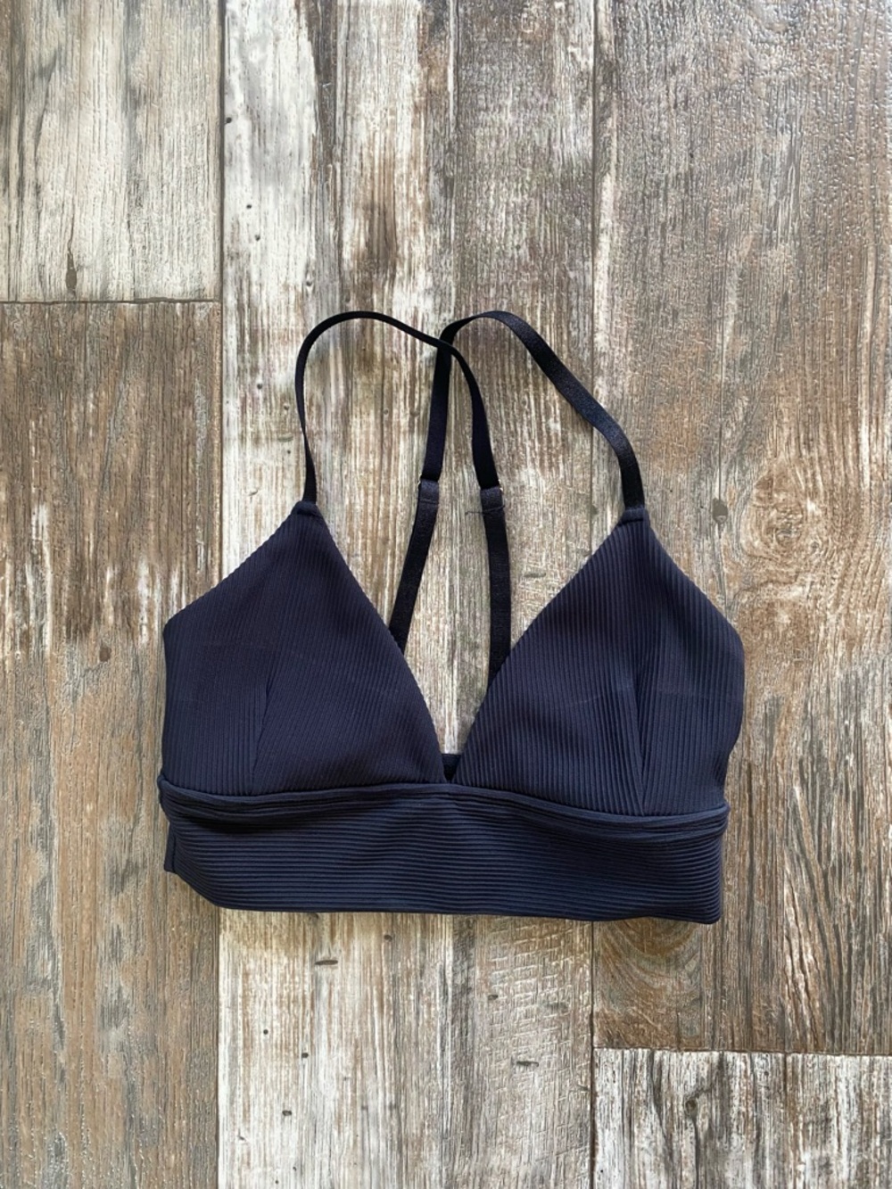 BuffBunny Black Ribbed V‑Neck Bralette